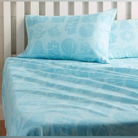Star Wars Galactic Grid Full Sheet Set Flat Fitted Pillowcase Amazon Basics New - Picture 1 of 7